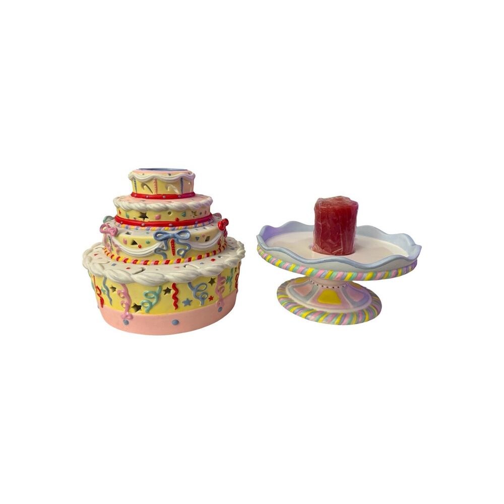 Party Lite Celebration Tiered Cake Shaped Tealight Pedestal Colorful Whimsical - Picture 3 of 7